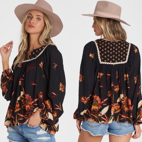 Billabong Tops - Billabong Ella Bella Peasant Silhouette Blouse